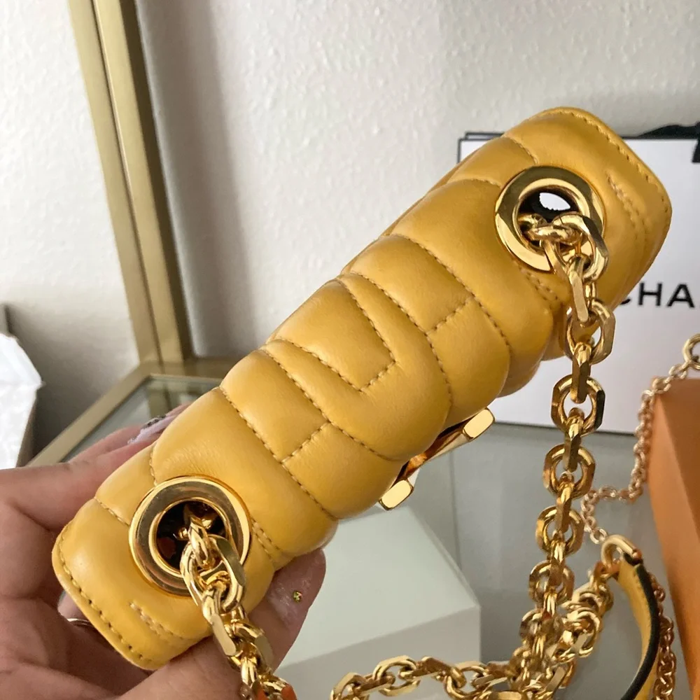 50% off SALE Moschino Mustard Quilted Chain Crossbody Bag - Picture 8 of 13